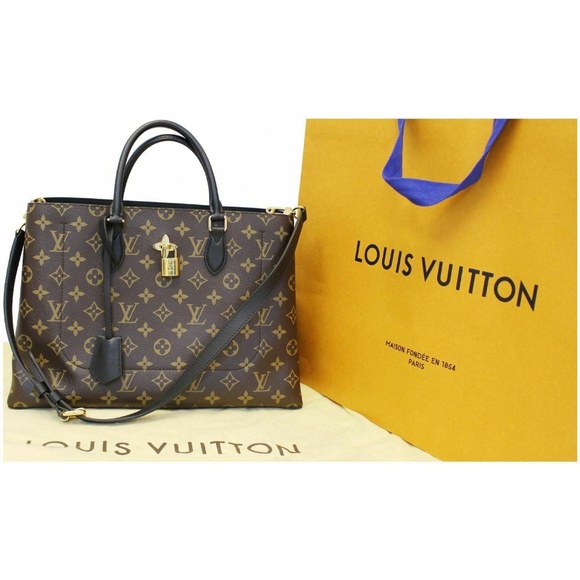 LOUIS VUITTON Flower Monogram Canvas Tote Bag Brow - Picture 2 of 8
